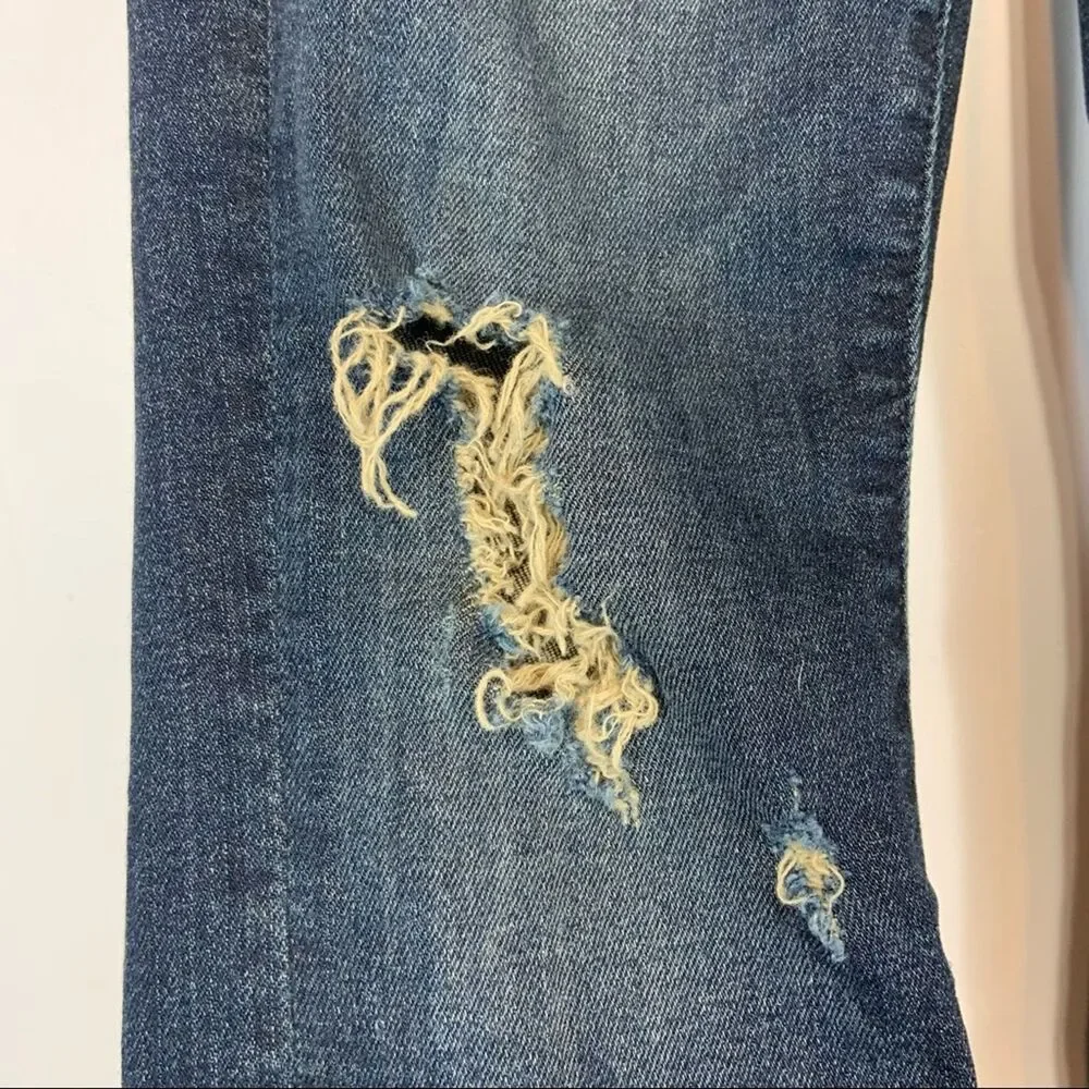 MOTHER Denim Looker Ankle Fray Jeans in Jaded & Torn Size Woman's 24